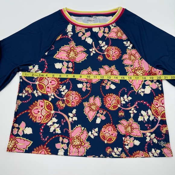 NWT Johnny Was Active Women’s Blue Pink Graphic Long Kimono Sleeve Shirt Large - Picture 11 of 16